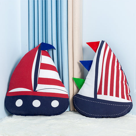 Printed Cute Sailboat Pillow - HOMYEA