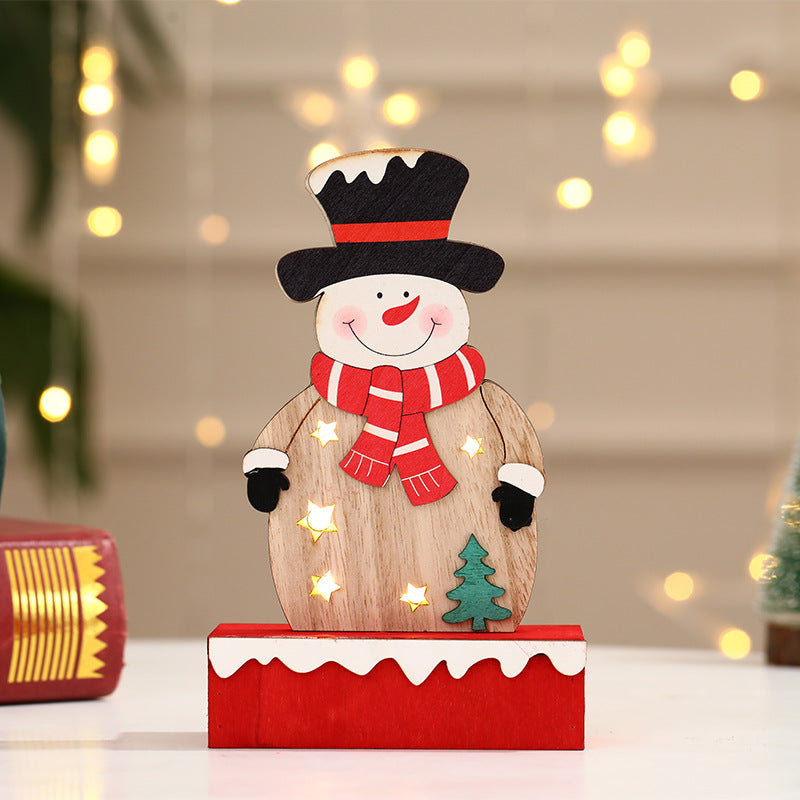 Glowing Painted Wooden Santa Claus - HOMYEA