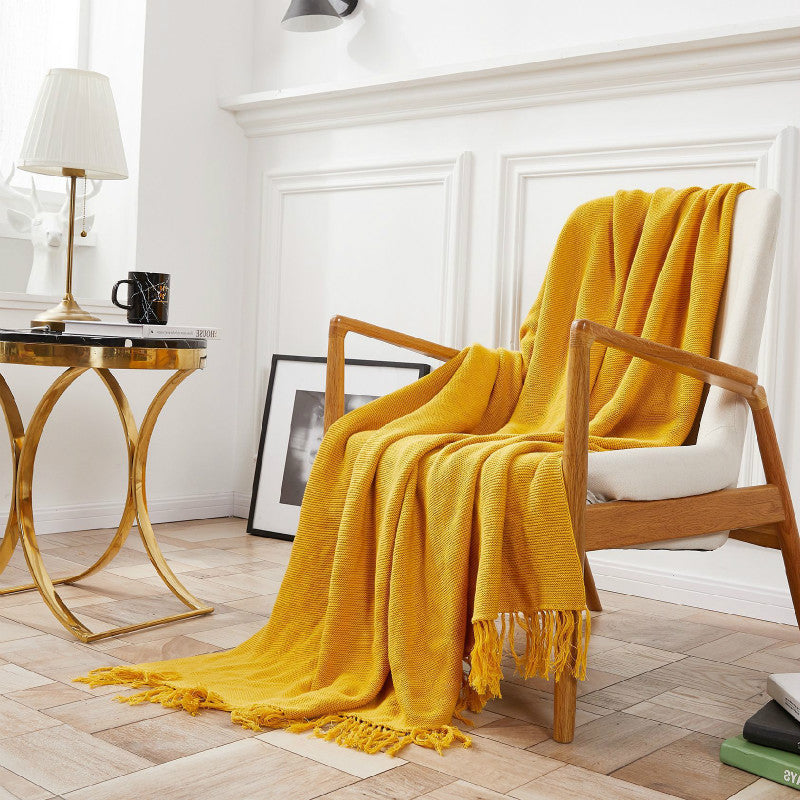 Fringe Lace Knitting Blanket - HOMYEA