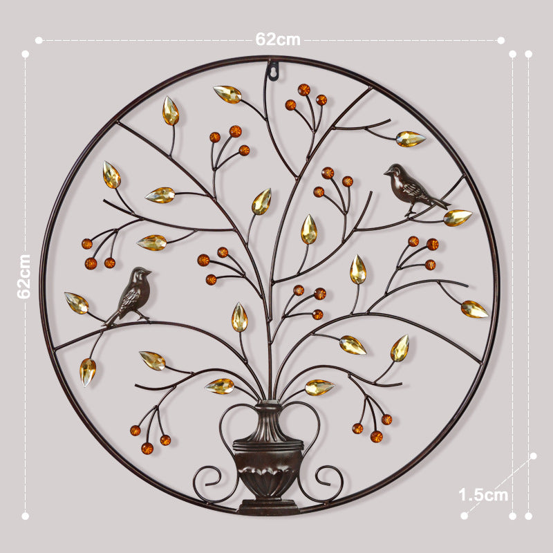 Wrought Iron Flower and Bird Wall Decoration - HOMYEA