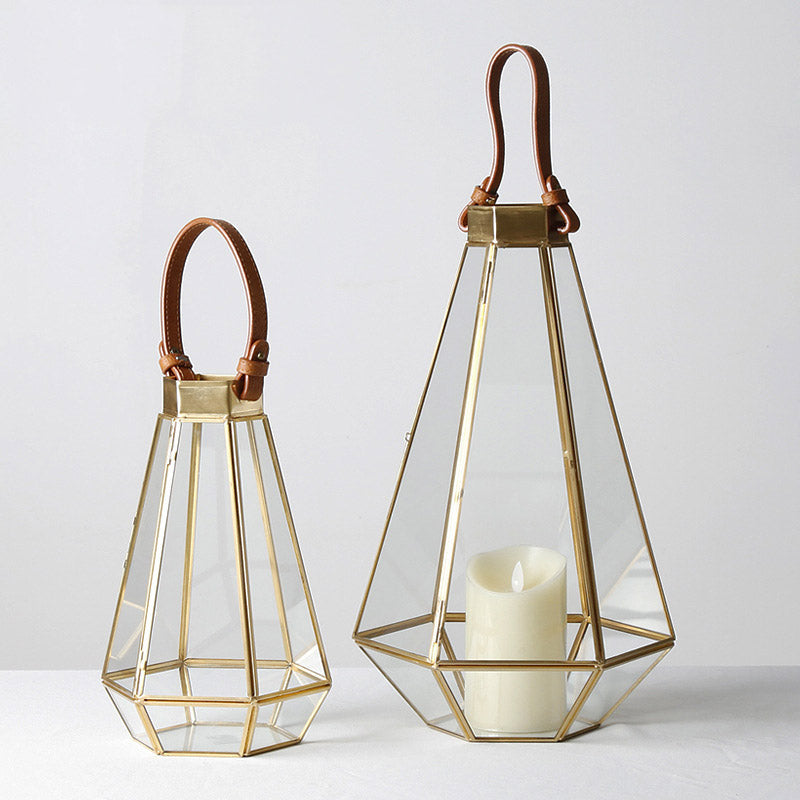 Modern Golden Brass Glass Leather Wind Lamp - HOMYEA