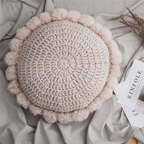 Hand Knitting Round Pillows - HOMYEA