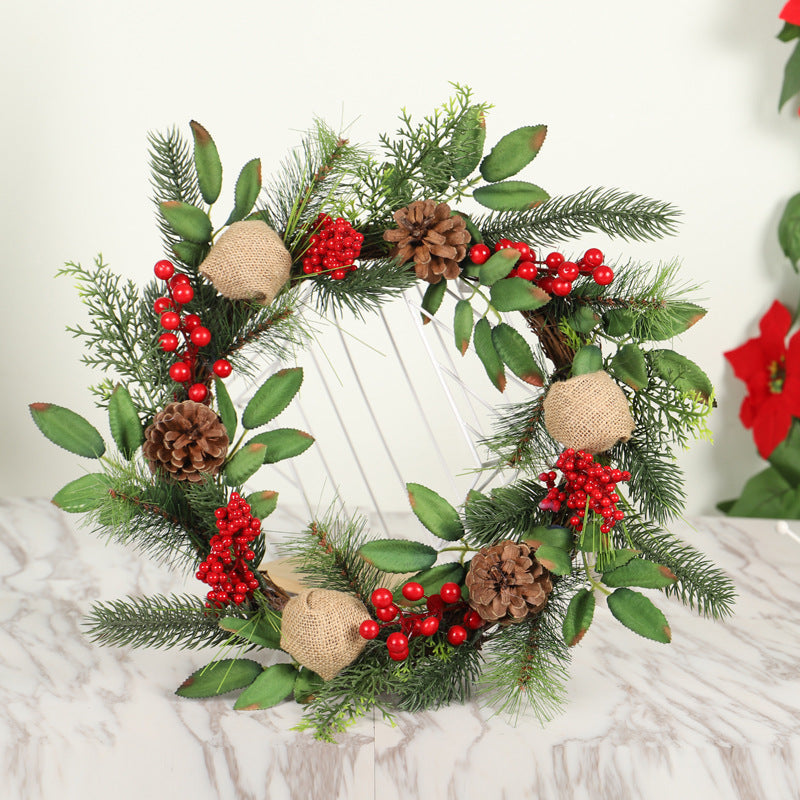 Christmas Hemp Pine Fruit Wreath - HOMYEA