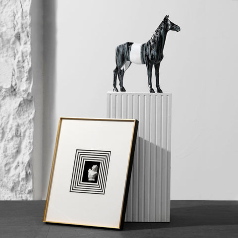 Modern Resin Black Horse Sculpture - HOMYEA