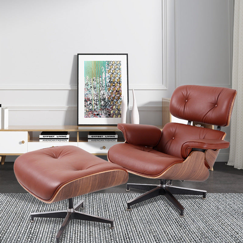 Classic Brown Leather Eames Lounge Chair- Only Available for Buyers in USA - HOMYEA