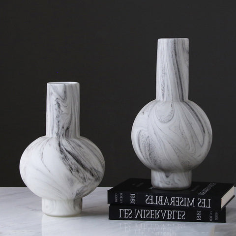 Minimalist Handmade Glass Ball Marble Pattern Vases - HOMYEA