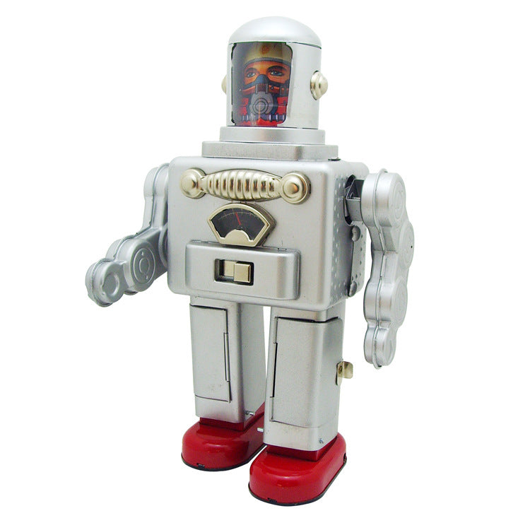 Silver Retro Nostalgic Space Robot Tin Toy - HOMYEA