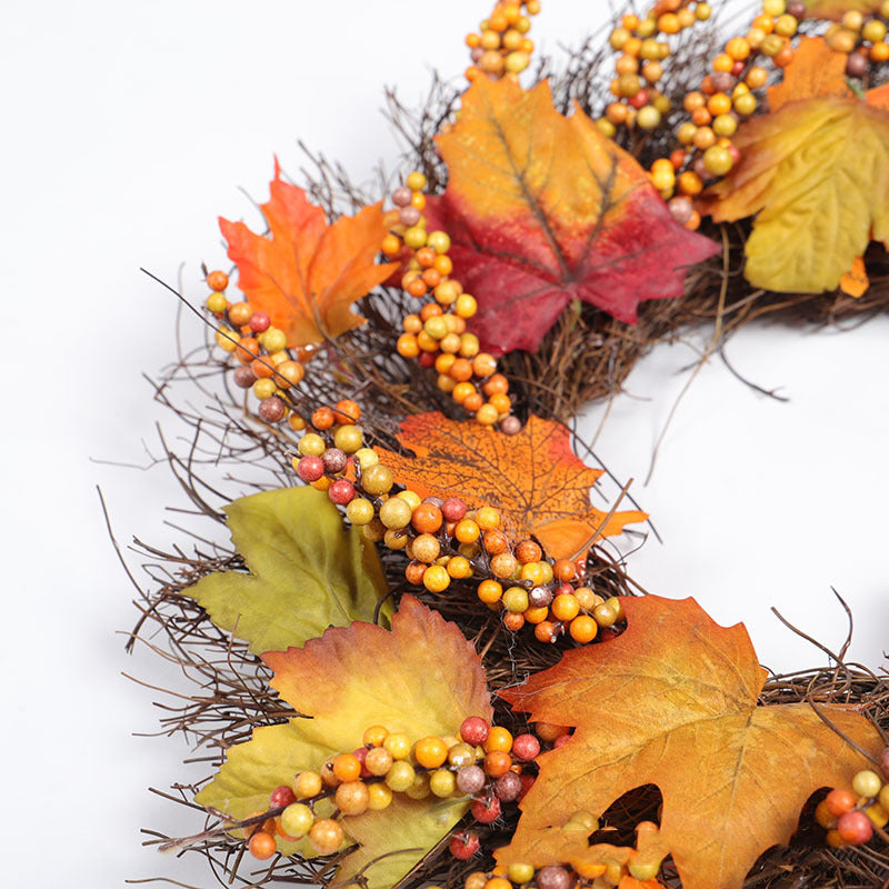 Christmas Rattan Maple Leaf Wreath - HOMYEA