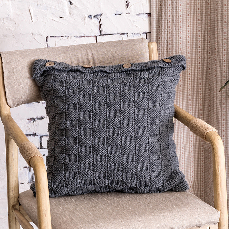 Knitted Acrylic Square Pillow Cover - HOMYEA