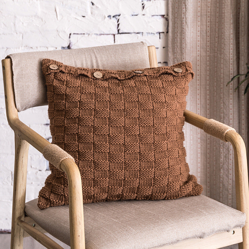 Knitted Acrylic Square Pillow Cover - HOMYEA