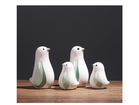 White Ceramic Bird Sculpture - HOMYEA