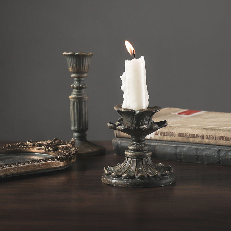 Vintage Resin Bronze Candle Holder - HOMYEA