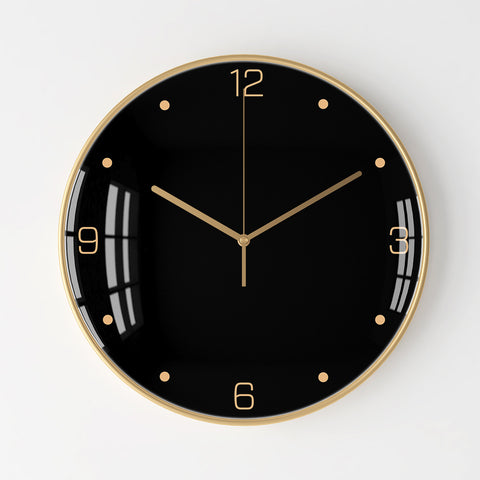 Modern Metal Black Round Wall Clock - HOMYEA