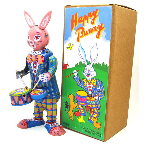 Nostalgic Tin Rabbit Drumming Wind-up Toy - HOMYEA