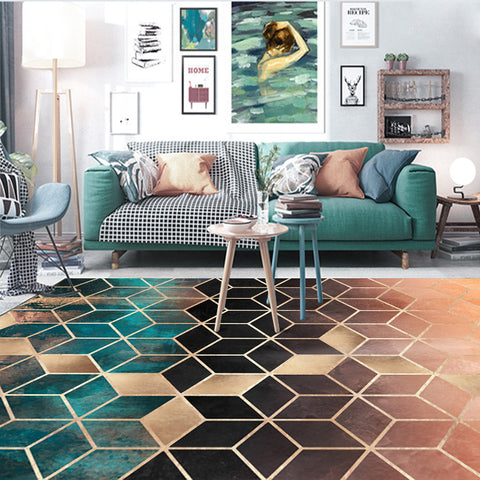 Gradient Checked Rectangular Rugs - HOMYEA