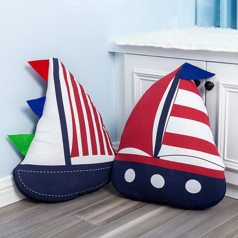 Printed Cute Sailboat Pillow - HOMYEA