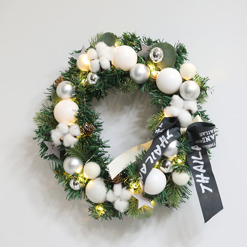 Christmas Natural Pearl Warm Wreath - HOMYEA