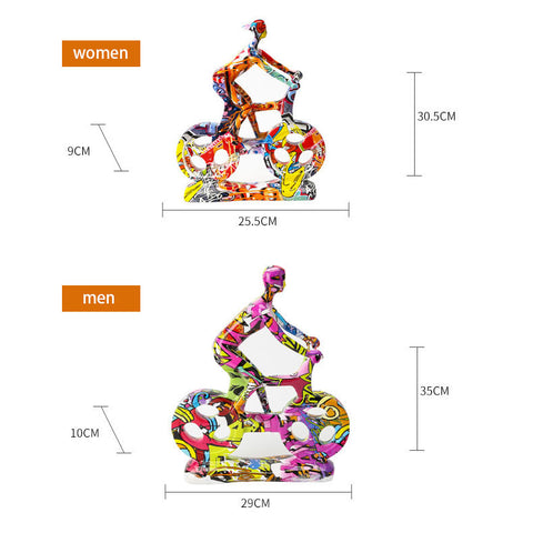 Bicycle Riding People Colorful Sculpture - HOMYEA