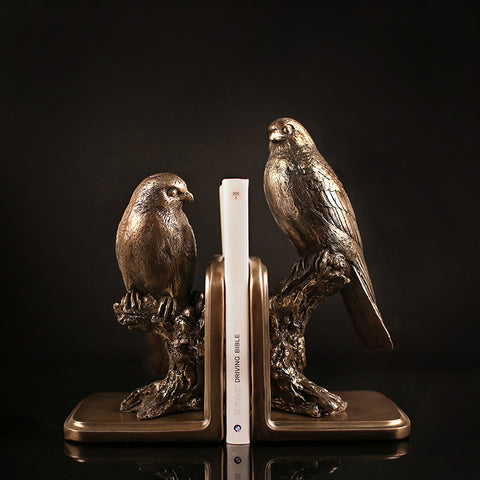 Golden Birds Sculpture Bookends - HOMYEA