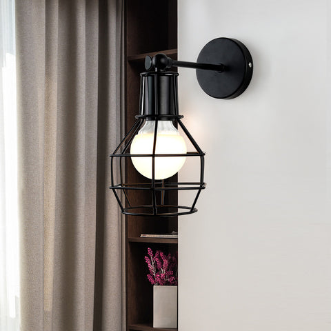 Simple Black Metal Sconces - HOMYEA