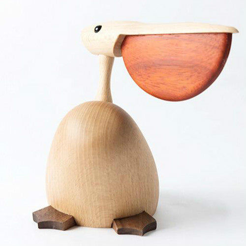 Solid Wood Craft Pelican Sculpture - HOMYEA