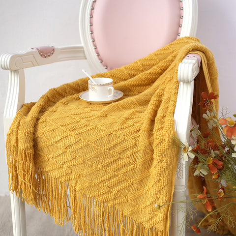 Fringe Lace Thin Rectangle Blanket - HOMYEA