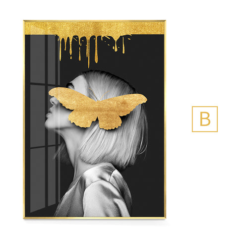 Golden Woman Wall Art - HOMYEA