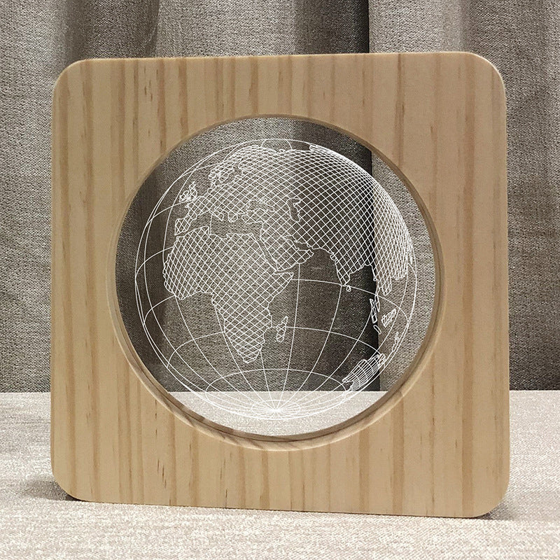 3D Earth Wooden Lamp - HOMYEA