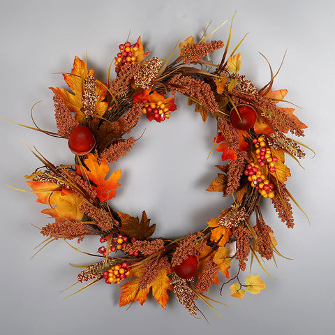 Christmas Wreath of Maple Leaves and Acorns - HOMYEA