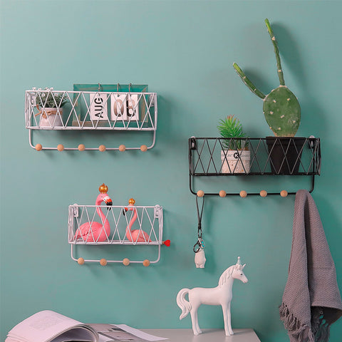 Iron Grid Wall Shelves - HOMYEA