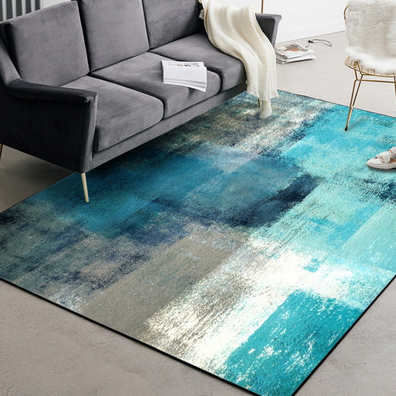 Blue and White Watercolor Rectangular Rugs - HOMYEA