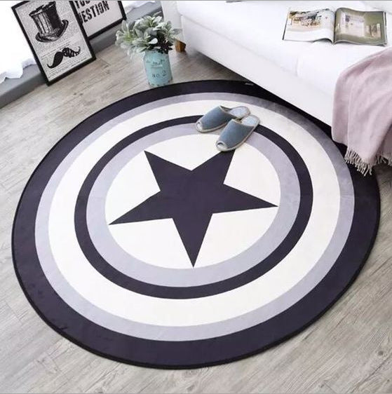 Captain America Black Round Rugs - HOMYEA