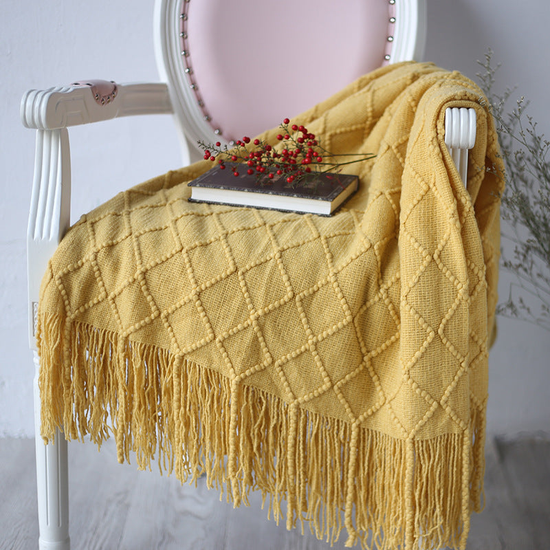 Lined Work Fringe Lace Blanket - HOMYEA