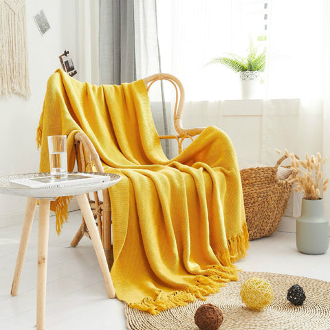 Fringe Lace Knitting Blanket - HOMYEA