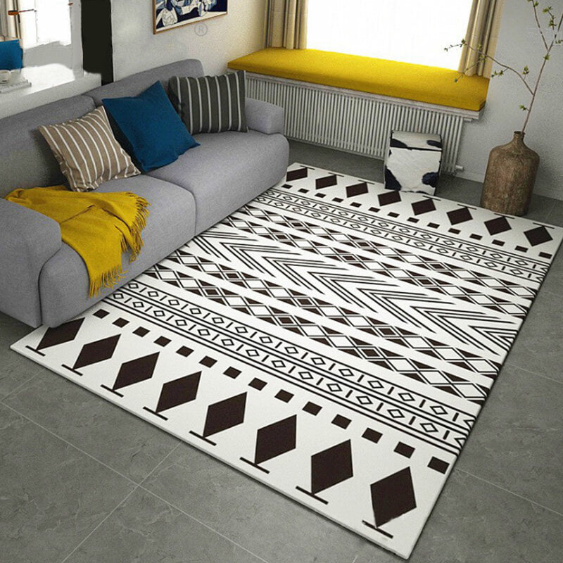 Black And White Rectangular Rugs - HOMYEA