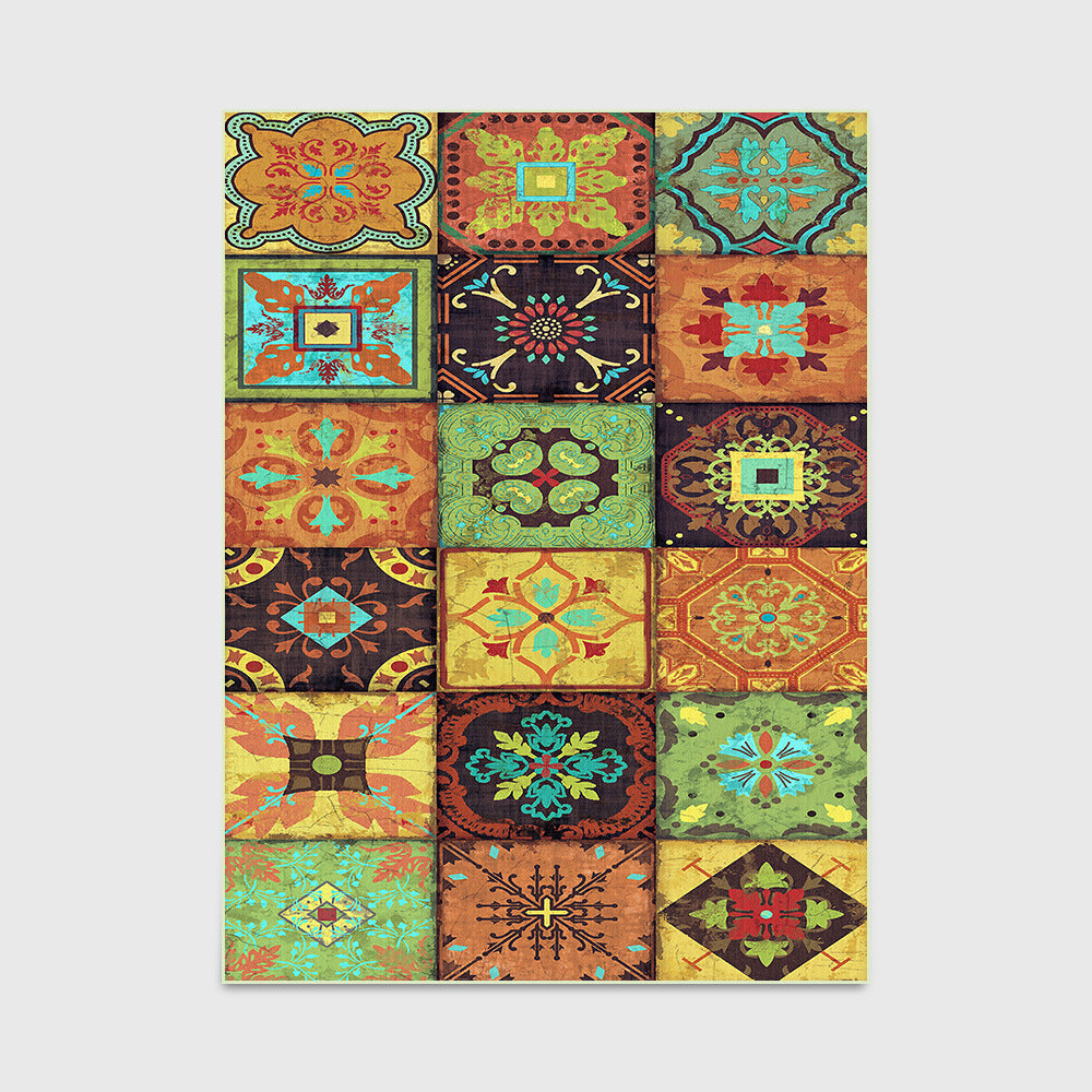 Multicolor Polyester Rectangular Rugs - HOMYEA