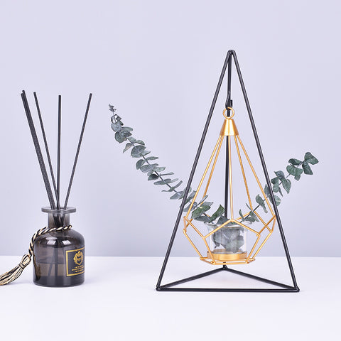 Simple Golden Candle Holder - HOMYEA