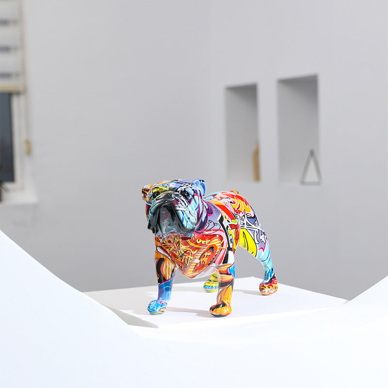 Colored Resin Bulldog Sculpture - HOMYEA