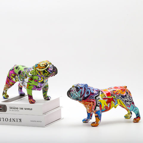 Colored Resin Bulldog Sculpture - HOMYEA