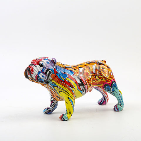 Colored Resin Bulldog Sculpture - HOMYEA