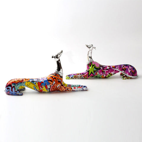 Colorful Abstract Dobermann Plating Sculpture - HOMYEA