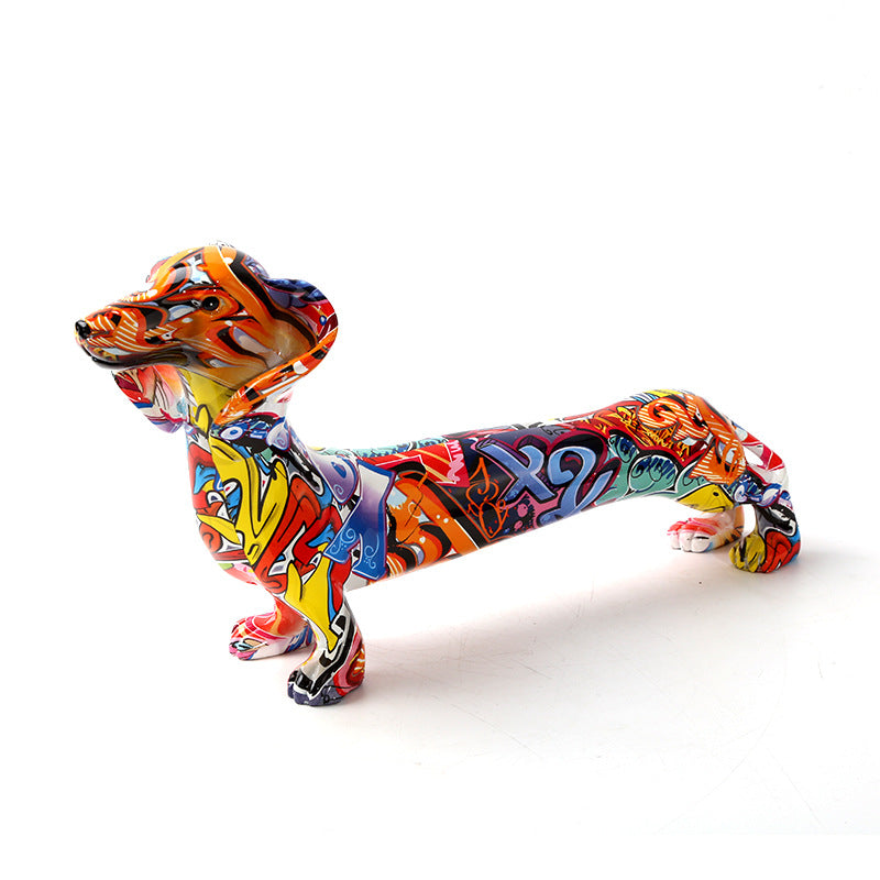 Colorful Dachshund Resin Sculpture - HOMYEA