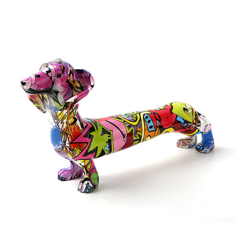 Colorful Dachshund Resin Sculpture - HOMYEA