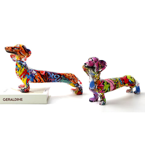 Colorful Dachshund Resin Sculpture - HOMYEA