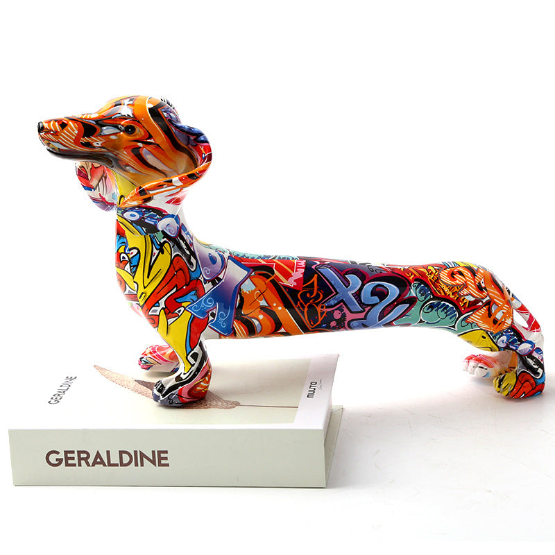 Colorful Dachshund Resin Sculpture - HOMYEA