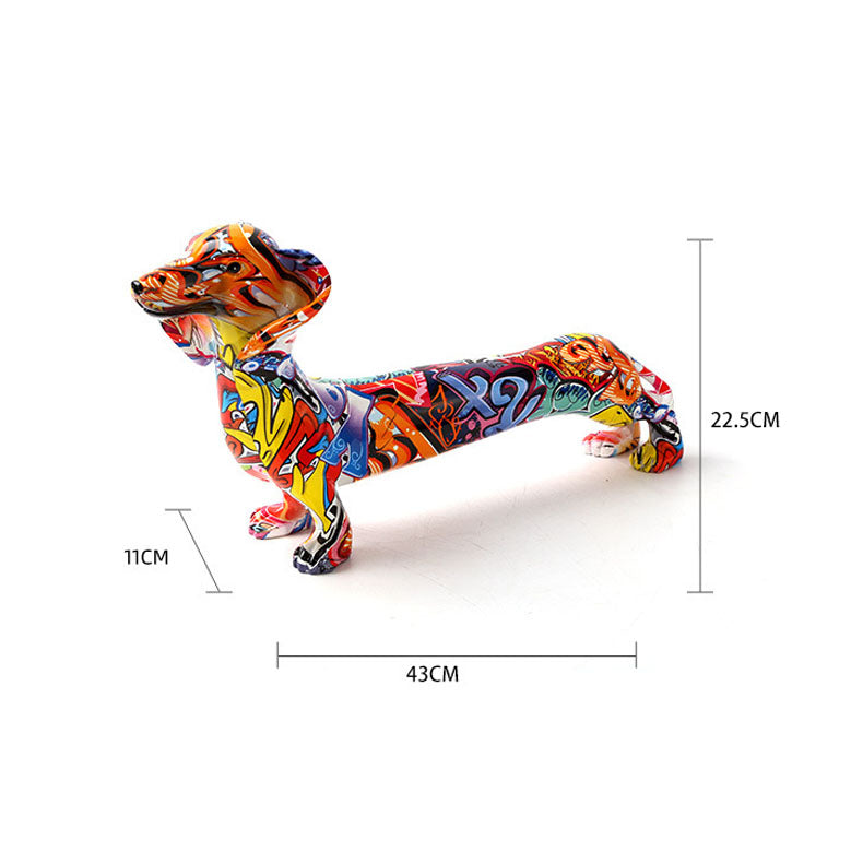 Colorful Dachshund Resin Sculpture - HOMYEA