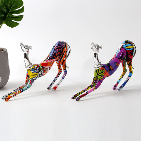 Colorful Dobermann Plating Sculpture - HOMYEA