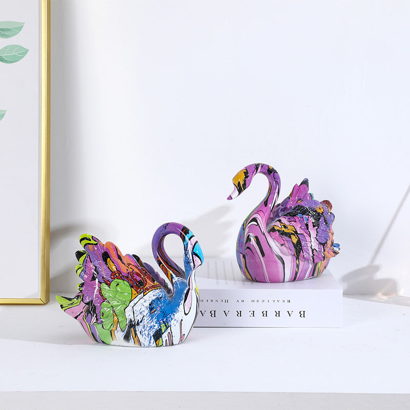 Colorful Resin Couple Swan - A Set - HOMYEA