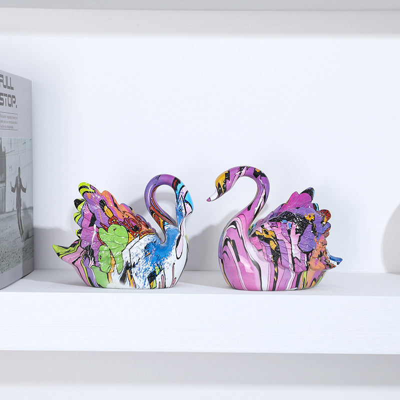 Colorful Resin Couple Swan - A Set - HOMYEA