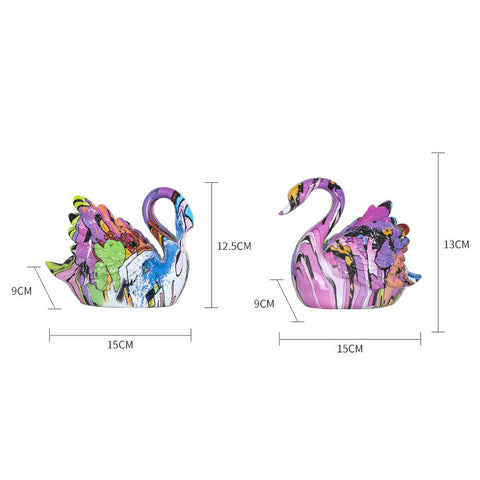 Colorful Resin Couple Swan - A Set - HOMYEA